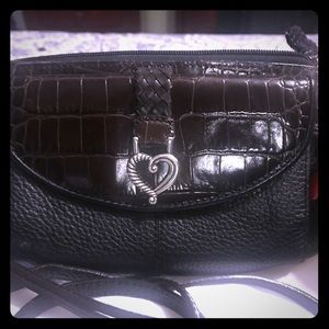 Brighton leather purse, black with brown accents